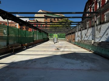 Zona en reconstrucción de la Instalación Deportiva Básica El Campito en el distrito Centro, Madrid