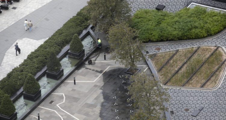 Vista aérea de las fuentes de la zona de las Cuatro Torres