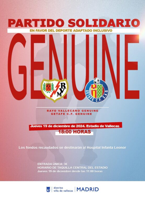 Cartel del encuentro solidario entre los equipos Genuine del Rayo Vallecano y del Getafe CF