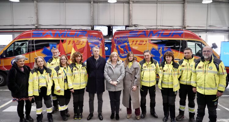 La vicealcadesa y delegada de Seguridad y Emergencias, Inma Sanz, durante el acto celebrado en la base principal del servicio, Base 0, para hacer balance de su actividad durante 2024
