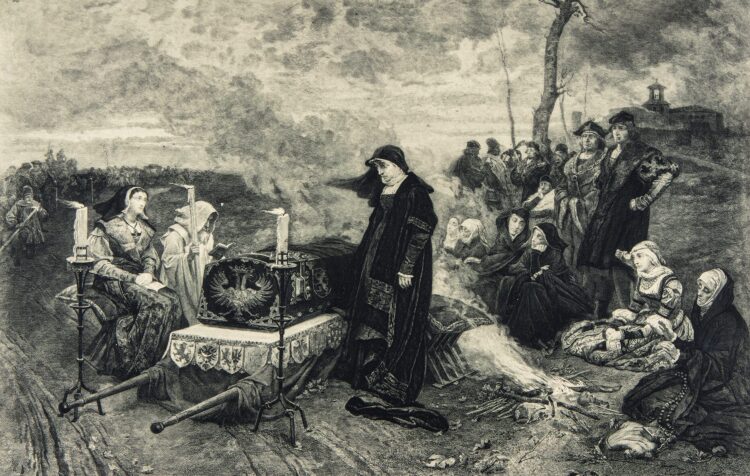 Grabado al aguafuerte de Bartolomé Maura en la exposición "Aguafortistas. De Fortuny a Solana" en la Real Academia de Bellas Artes de San Fernando