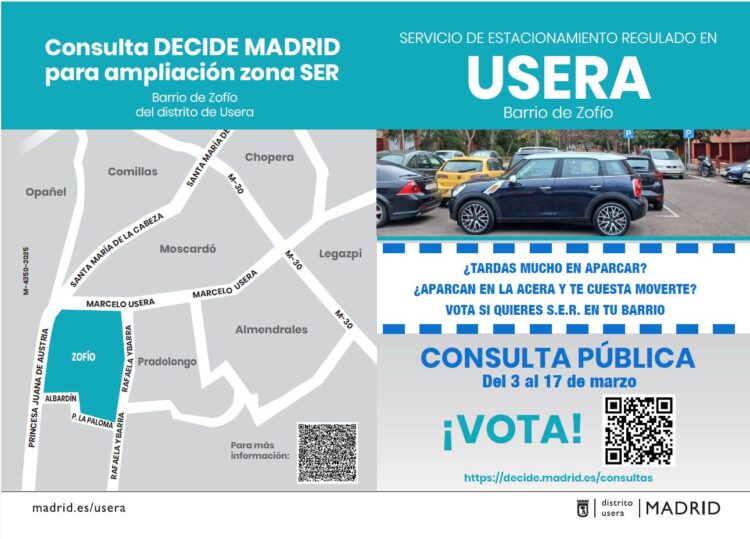 Detalle del díptico con información y código QR para la votación 