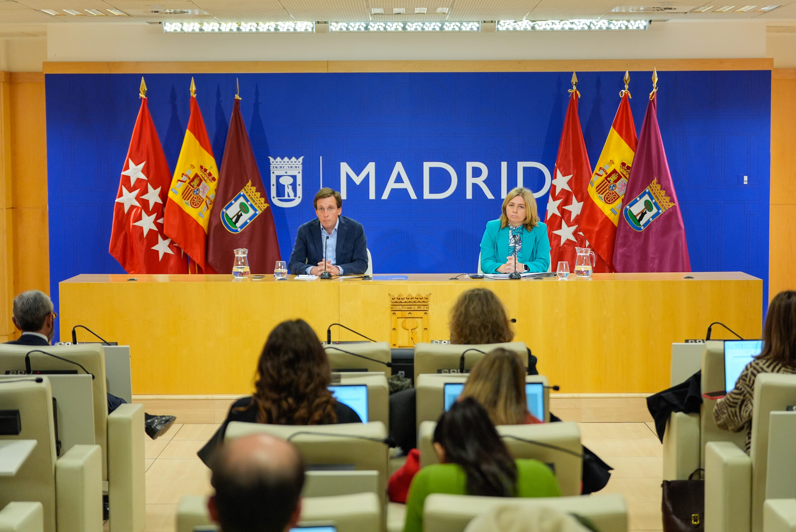 Almeida y Sanz en la rueda de prensa posterior a la Junta de Gobierno