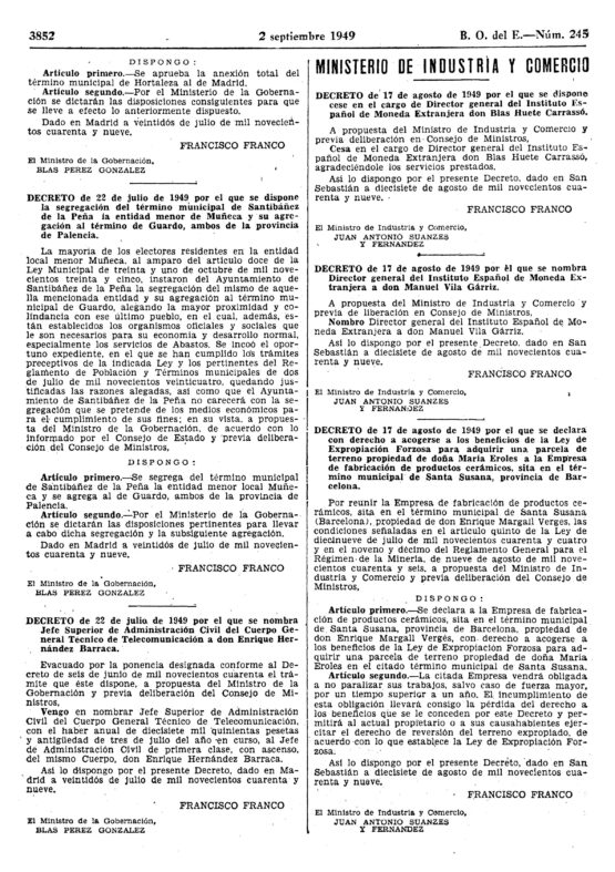 Decretos anexión Hortaleza y Canillas