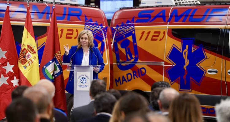 La vicealcaldesa y delegada de Seguridad y Emergencias, Inma Sanz, durante la presentación de la nueva plataforma digital sobre primeros auxilios y RCP de SAMUR-Protección Civil