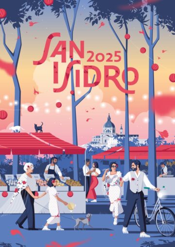 Cartel de San Isidro 2025 que representa los jardines de las Vistillas, obra de Javier Navarrete, El Chico Llama