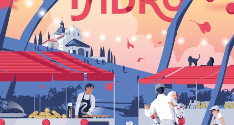 Cartel de San Isidro 2025 que representa la pradera de San Isidro, obra de Javier Navarrete, El Chico Llama