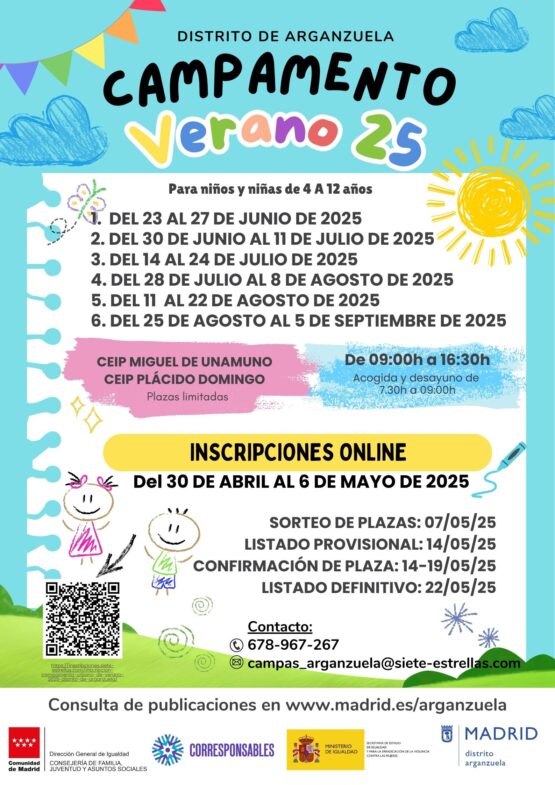 Cartel campamento de verano de Arganzuela 2025