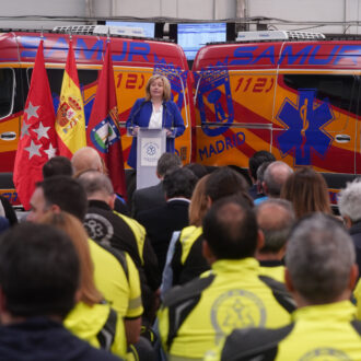 La vicealcaldesa y delegada de Seguridad y Emergencias, Inma Sanz, durante la presentación de la nueva plataforma digital sobre primeros auxilios y RCP de SAMUR-Protección Civil