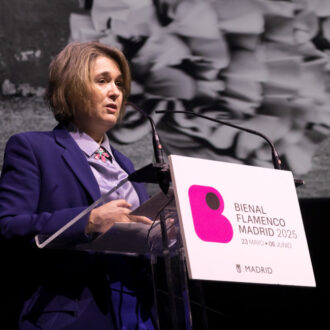 La delegada de Cultura, Turismo y Deportes, Marta Rivera de la Cruz, durante la presentación de la Bienal Flamenco Madrid