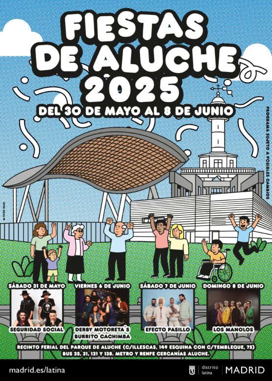 Cartel con los conciertos Fiestas de Aluche 2025