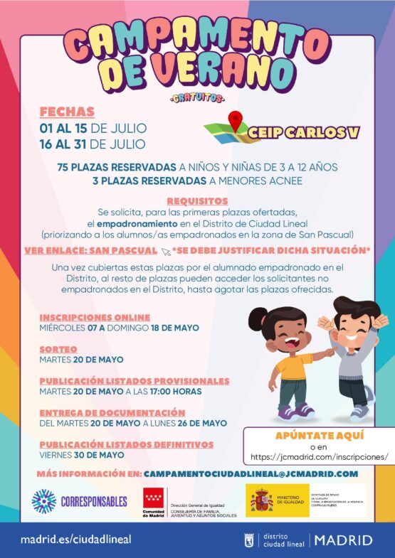Cartel campamento de verano de CEIP Carlos V