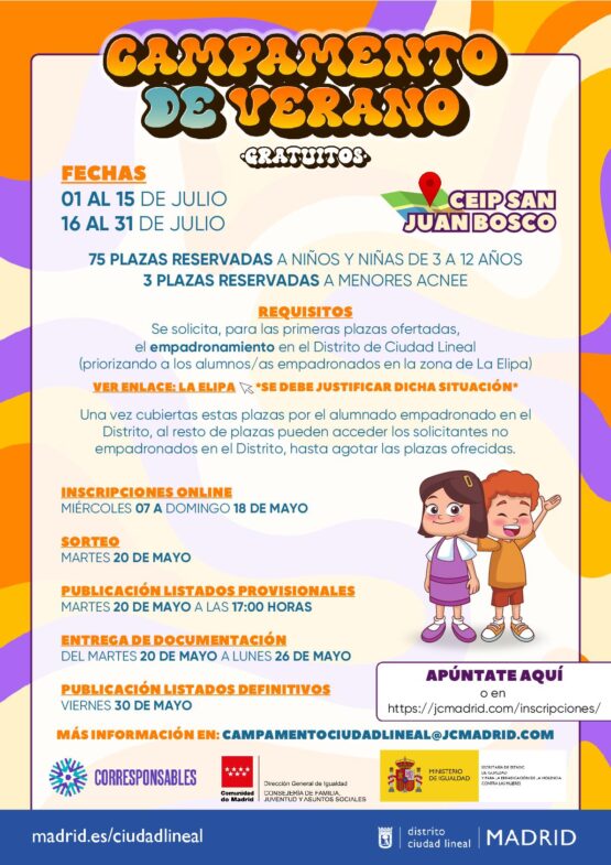 Cartel campamento de verano de CEIP San Juan Bosco