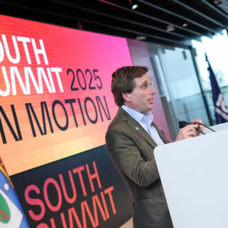 El alcalde de Madrid, José Luis Martínez-Almeida, en el acto de presentación de la XIV edición de South Summit Madrid