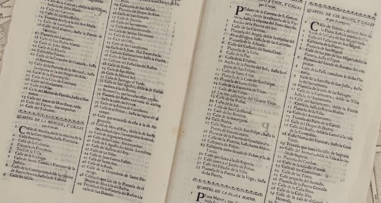 Callejero de Madrid del año 1726