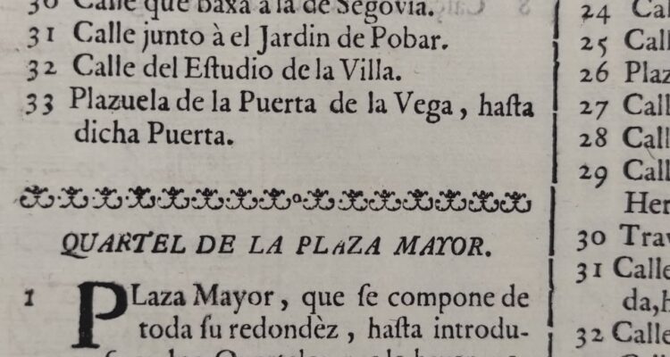 Callejero de Madrid del año 1726