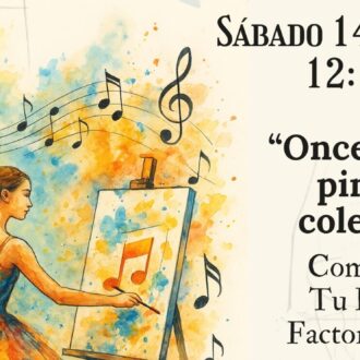 Cartel de Plazas con alma en el que se ve una bailarina dibujando un lienzo con una nota musical