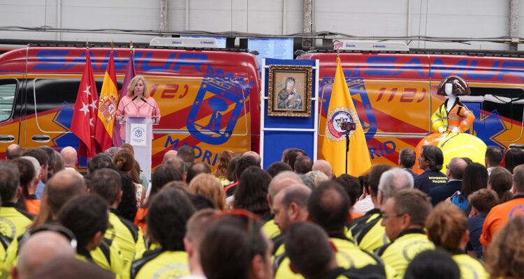 La vicealcaldesa de Madrid y delegada de Seguridad y Emergencias, Inma Sanz, durante el acto institucional con motivo de la celebración de la festividad de Nuestra Señora del Perpetuo Socorro, patrona del servicio de emergencias