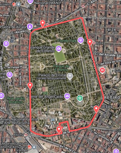 plano con el recorrido de la carrera