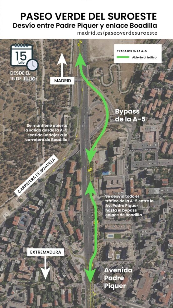 Infografía del trazado entre la avenida del Padre Piquer y el enlace con la carretera de Boadilla