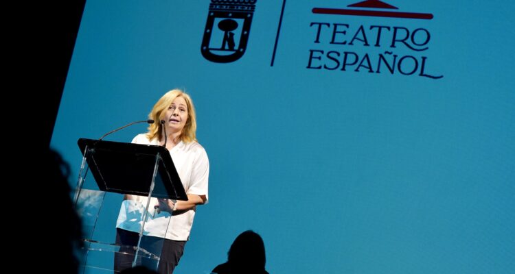 La vicealcaldesa de Madrid, Inma Sanz, durante la presentación de la nueva programación para la temporada 2025-26 del Teatro Español