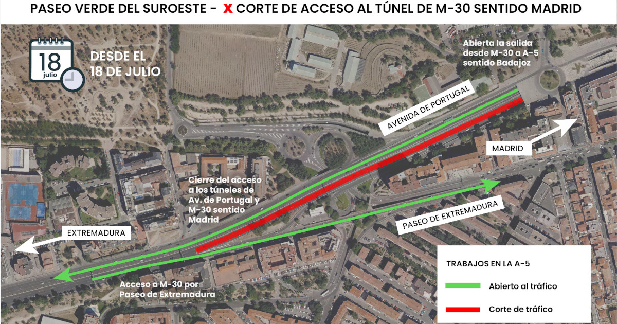 Obras de la A-5: se corta el acceso al túnel de la M-30 en sentido ...