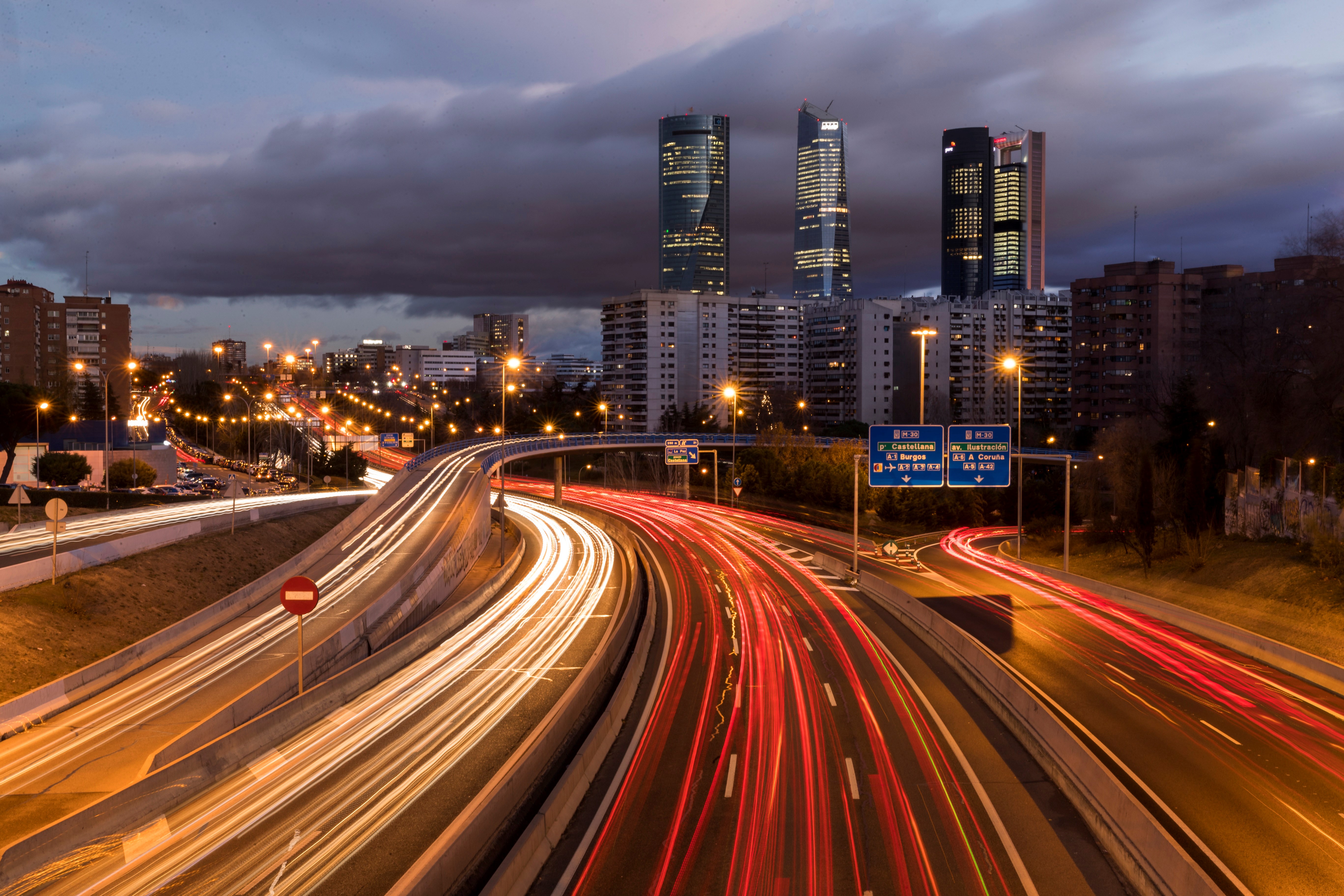 Fotografía nocturna de la M-30