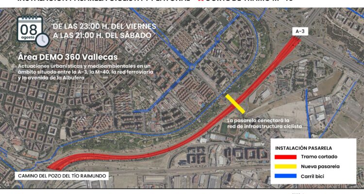 Infografía instalación pasarela ciclista y peatonal tramo M-40