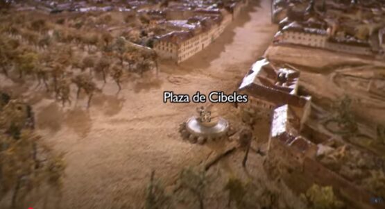 Detalle de cómo era la plaza de Cibeles en 1830, según la maqueta de Madrid hecha por Gil de Palacio