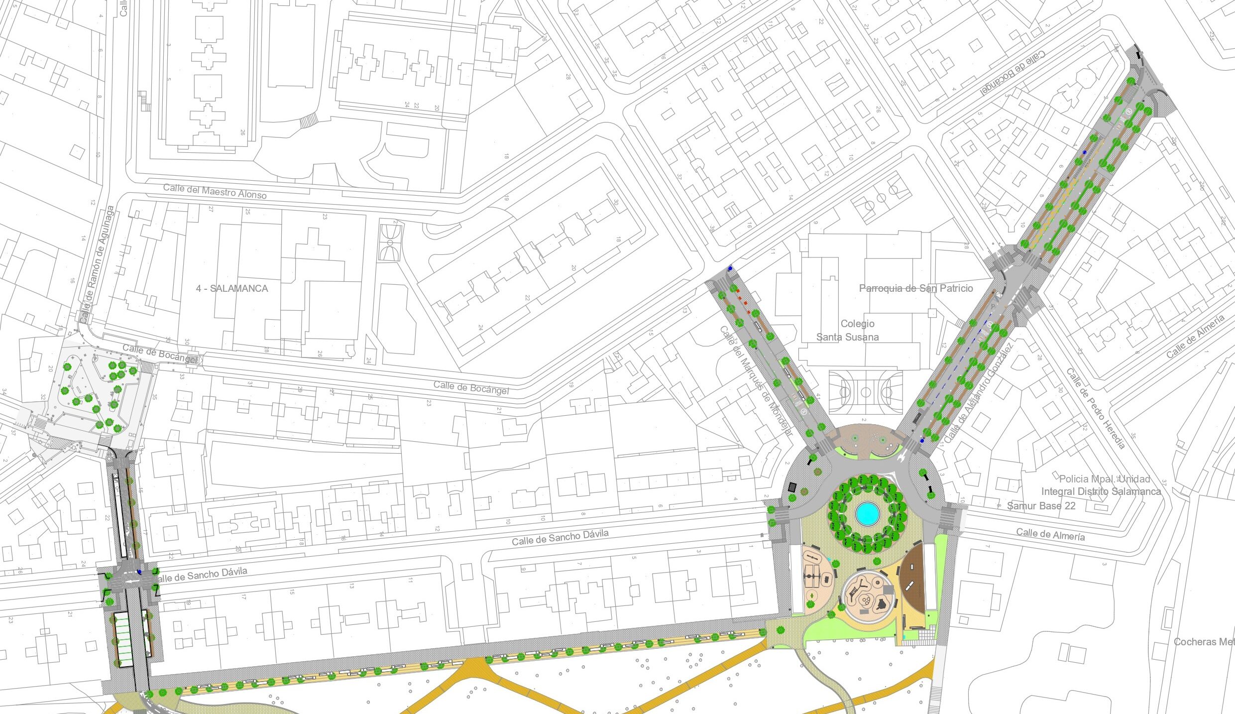 Plano de las calles del margen de Salamanca de las obras de Parque Ventas