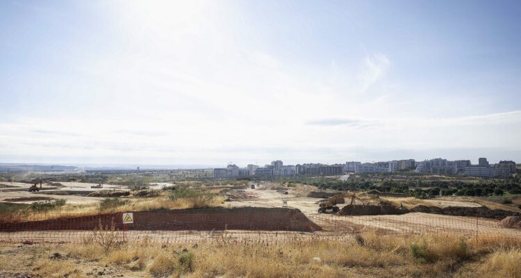 Detalle de las obras de urbanización del ámbito de La Solana, en Valdebebas