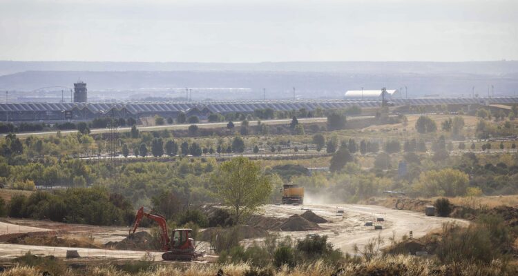 Detalle de las obras de urbanización del ámbito de La Solana, en Valdebebas
