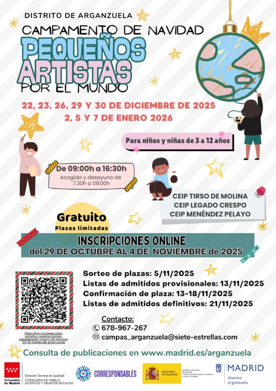 Cartel campamento Navidad Arganzuela