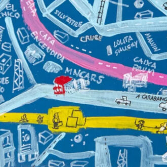 Mural de la exposición "Cromos de artista" (detalle), 2025 ©Luis Pérez Calvo. Fotografía: Amapola creativa