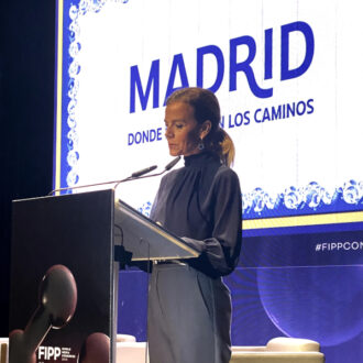 La concejala delegada de Turismo, Almudena Maíllo, durante su intervención en el Congreso Mundial de la Federación Internacional de Editores de Medios (FIPP)