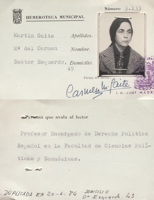 Carnet de la Hemeroteca Municipal de Carmen Martín Gaite (años 60)