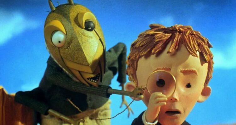 Fotograma de la película de animación James y el melocotón gigante de Henry Selick