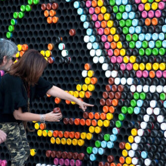 Imagen de archivo de un proyecto mural con la técnica Pixelata