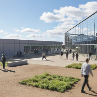 Recreación del futuro pabellón deportivo municipal en Sanchinarro