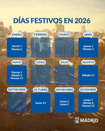 Calendario laboral 2026: días festivos en la ciudad de Madrid