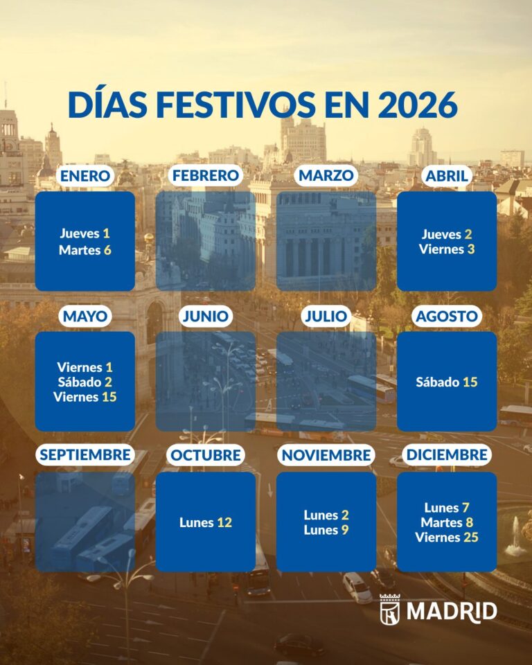 Calendario laboral 2026: días festivos en la ciudad de Madrid