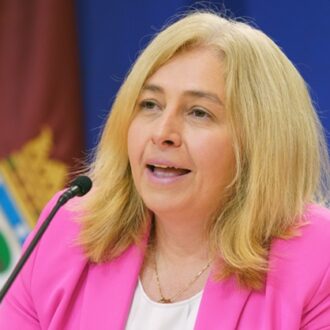 Inmaculada Sanz durante la rueda de prensa tras la celebración de la Junta de Gobierno