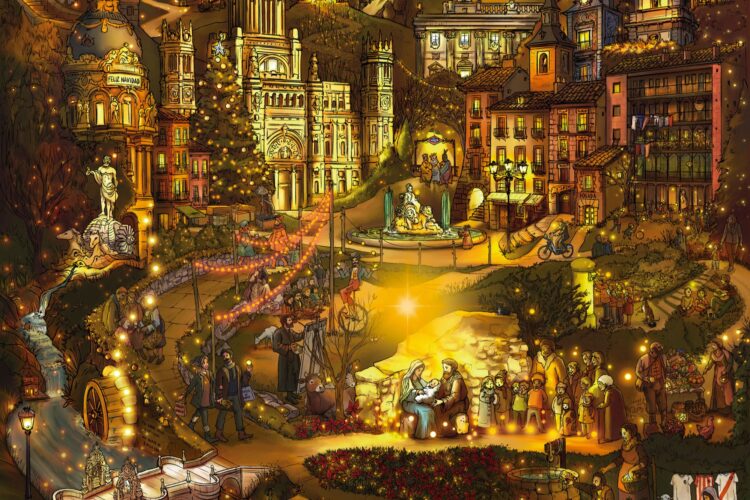 Cartel de Navidad 2025, elaborado por el ilustrador Polinho Trapalleiro