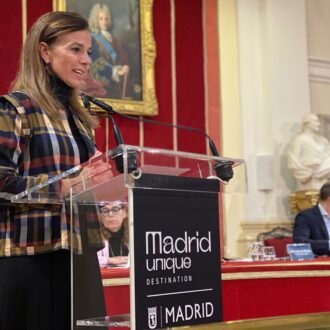 La concejala delegada de Turismo, Almudena Maíllo, durante la asamblea anual Madrid Unique Destination
