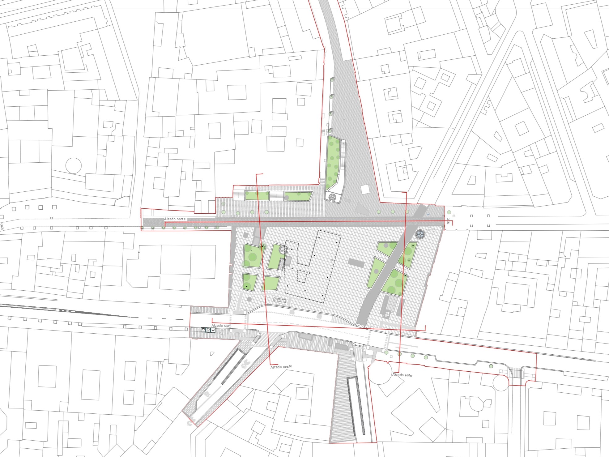 Planta de la remodelación de la plaza de Jacinto Benavente