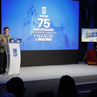 Almeida, durante el acto de conmemoración del 75º aniversario de la adhesión del pueblo de Vallecas a  Madrid