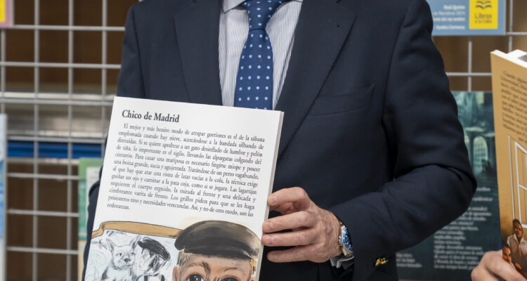 Lámina con un extracto del cuento 'Chico de Madrid', del escritor Ignacio Aldecoa, en conmemoración del centenario de su nacimiento. Campaña 'Libros a la calle'