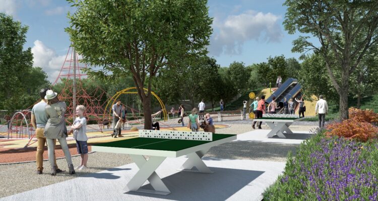 Recreación de parque Juan Carmona 'Habichuela' tras la regeneración llevada a cabo por el Área de Políticas de Vivienda