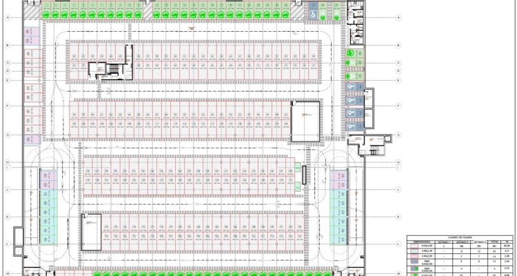 Plano aparcamiento de Colón, planta sótano 2