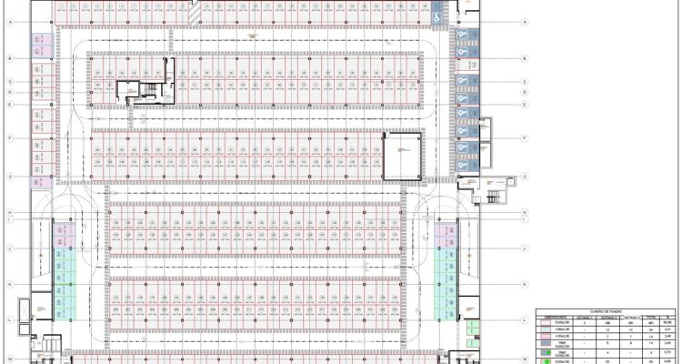 Plano aparcamiento de Colón, planta sótano 3